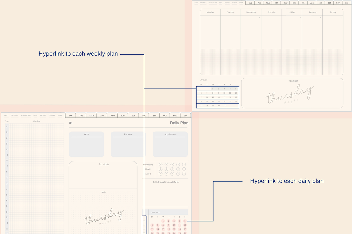 2025 digital planner with hyperlink, a Print Template by Thursdaypaper (Photo 10 of 10)