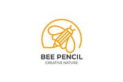 Bee Pencil Monoline Logo, a Graphic by Mightyfire (Thumbnail 3 of 3)