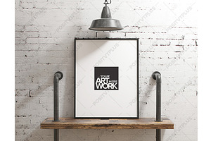 Poster Mockup Industrial pipe shelve