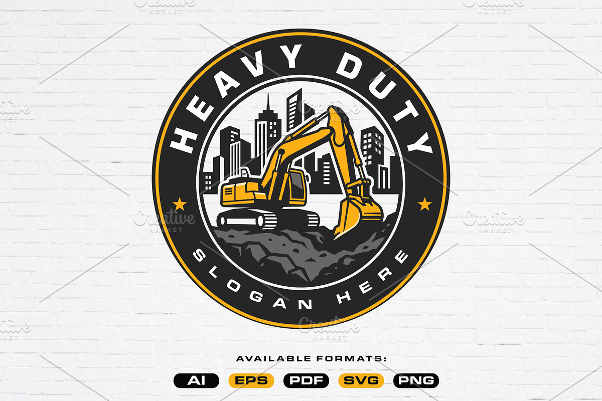 Premade Excavator Logo Template, a Transportation Illustration by Guavanaboy (Photo 1 of 3)