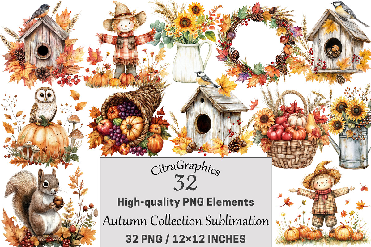 Autumn Collection Sublimation, a Seasonal Illustration by CitraGraphics (Photo 1 of 6)