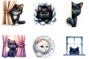 Cute Cat Peeking Silhouette Clipart, an Illustration by DreamArtGraphic (Thumbnail 3 of 7)