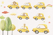 Animals in the car, an Illustration by Love Watercolor Store (Thumbnail 3 of 15)