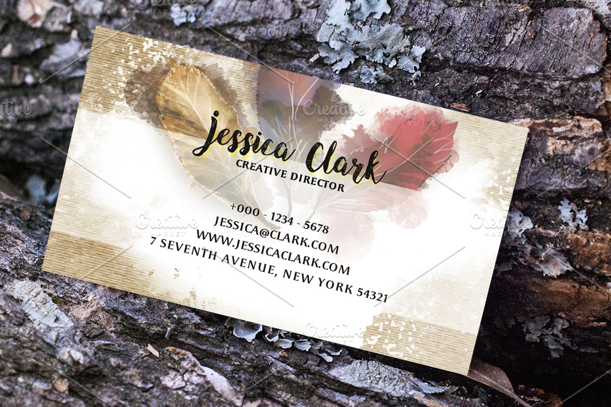 Watercolor Warm Business Card, a Business Card Template by land art (Photo 9 of 9)