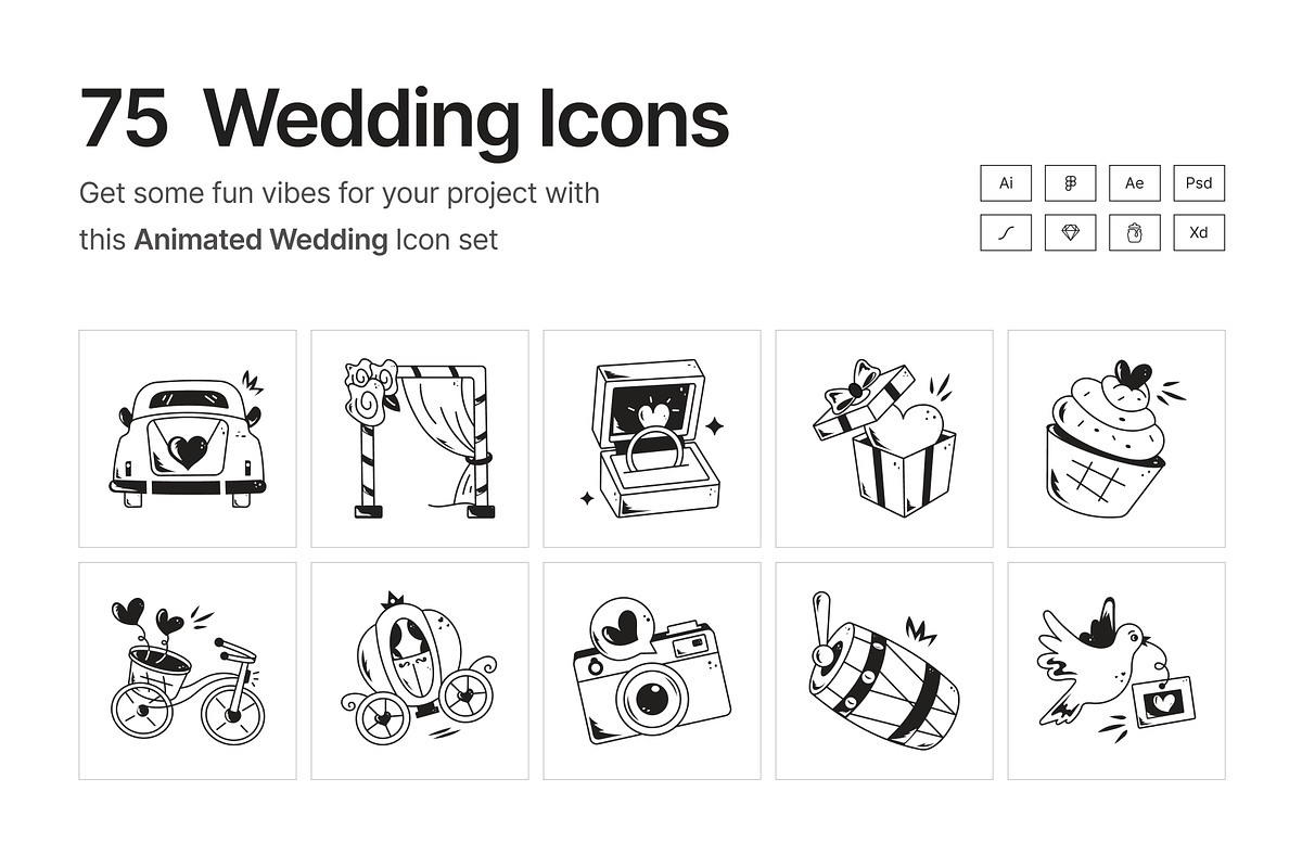 Animated Wedding Icons, a Solid Icon by Prosymbols (Photo 1 of 7)
