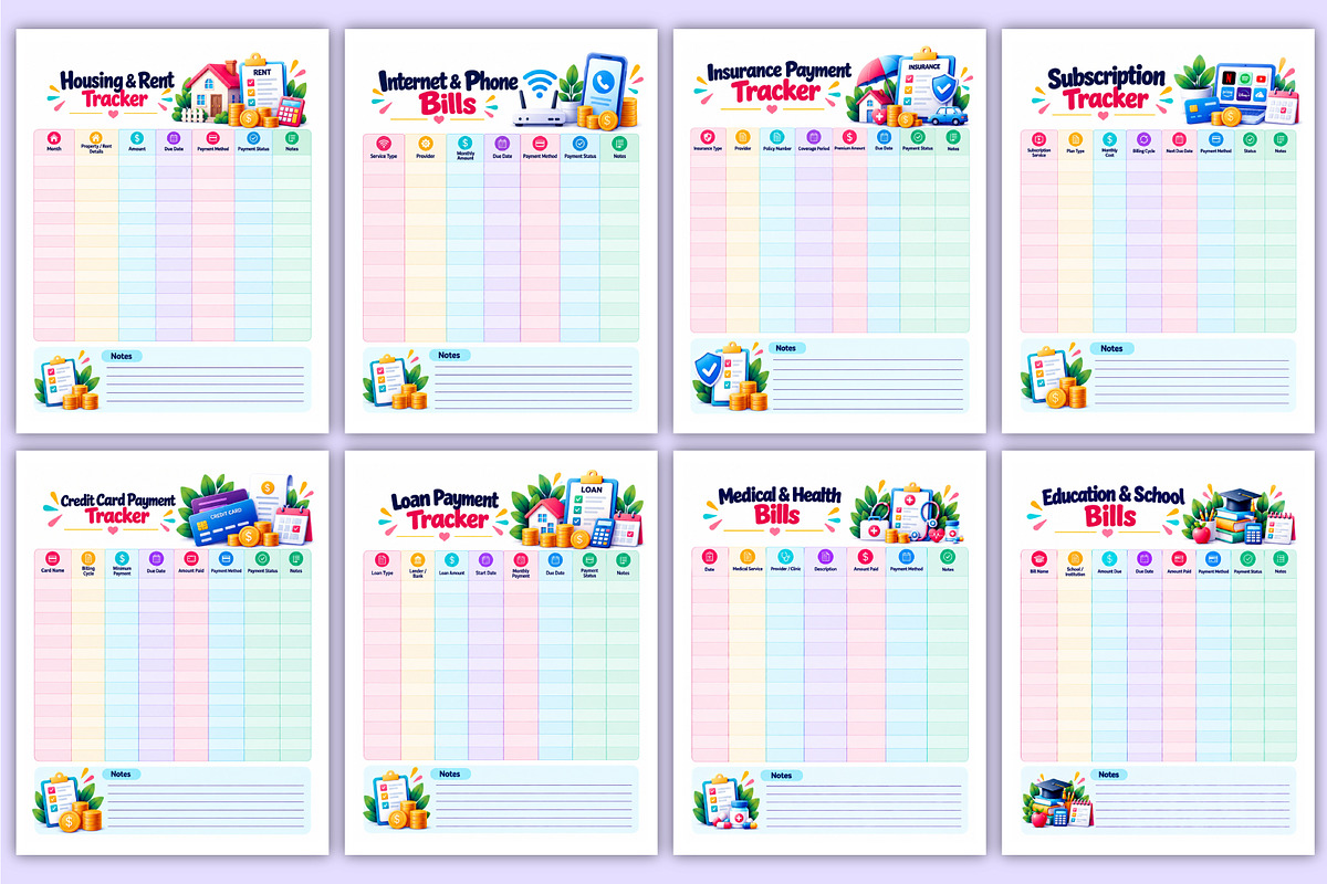 Bill Payment Tracker | Monthly Bills, a Stationery Template by Mustafiz (Photo 3 of 4)