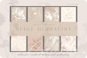Beige botanical pattern collection