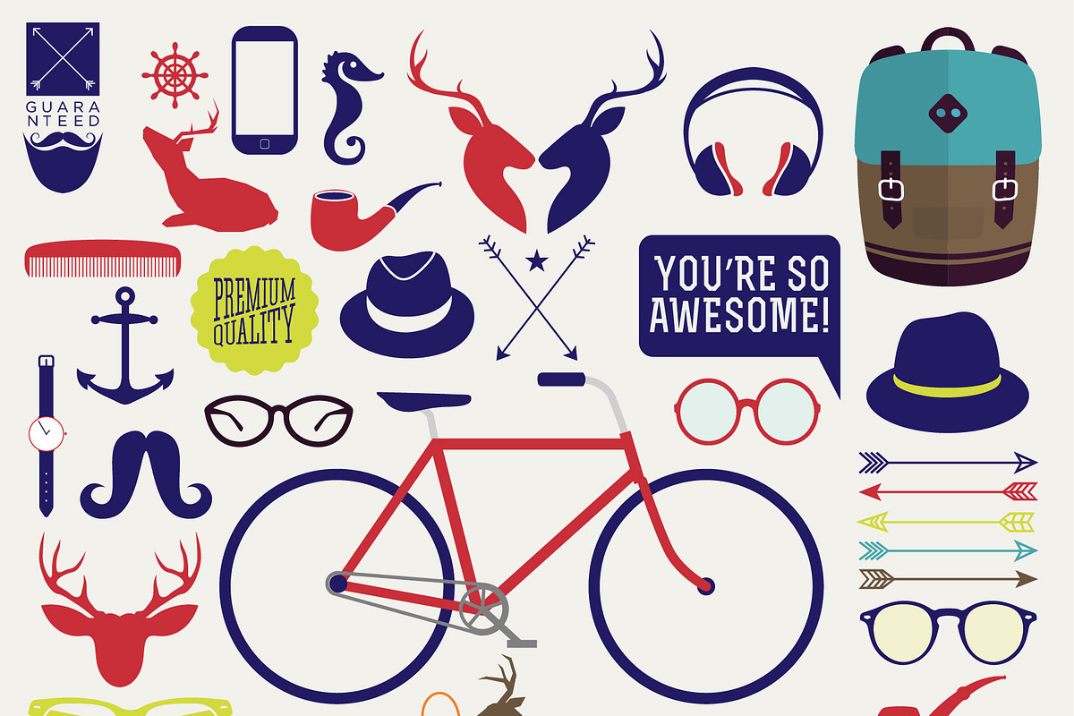 Hipster stuff, icons illustratisons, an Illustration by Noka Studio (Photo 2 of 3)