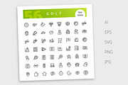 Golf Line Icons Set, an Outline Icon by Voysla's Shop (Thumbnail 4 of 4)
