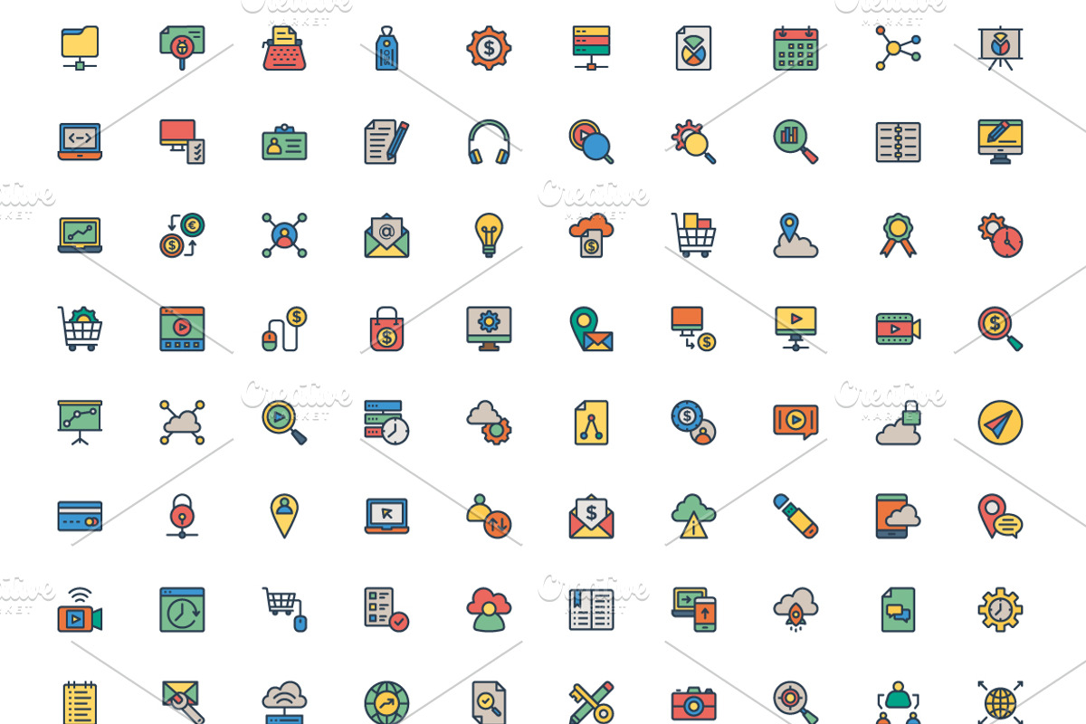 180+ SEO & Marketing line color icon, an Icon by Dinosoftlabs (Photo 2 of 2)