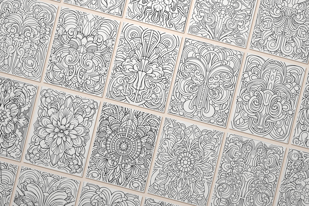 Stress Relief Coloring Pages BUNDLE, an Illustration by Pix Cafe (Photo 8 of 13)