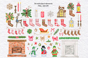 Christmas Stockings Clipart, a Decorative Illustration by KathrineWatercolor (Thumbnail 2 of 4)