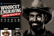 Woodcut Engraving Shadow Reactor FX, an Action Add-On by Studio Retouch (Thumbnail 1 of 10)