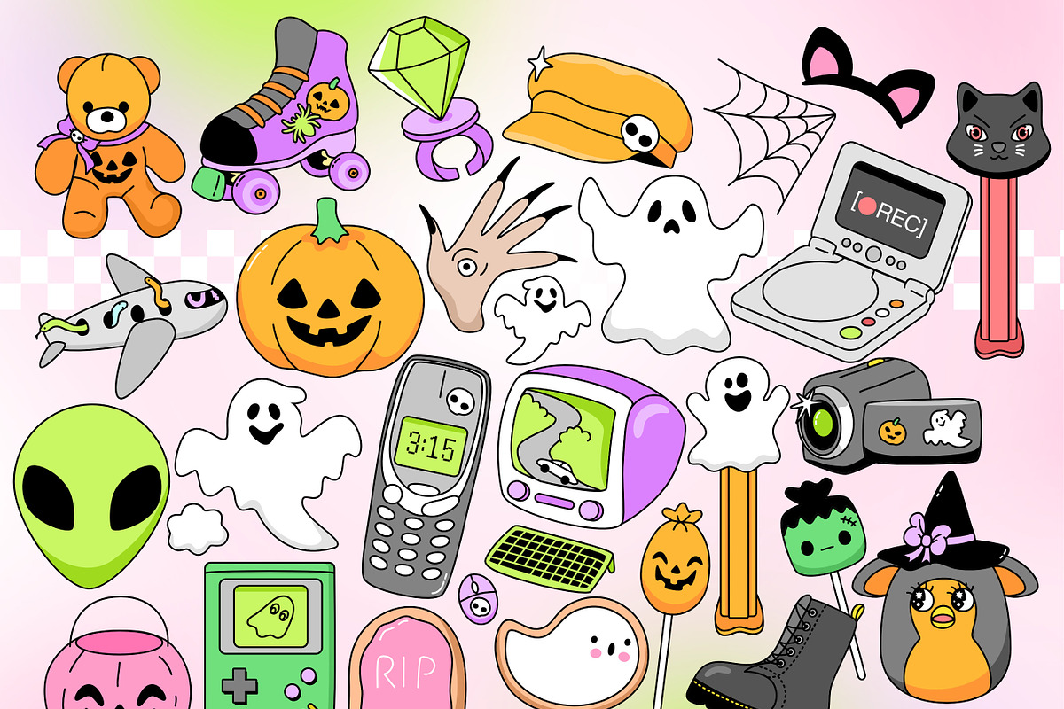Y2K 2000s Halloween Clipart Bundle, an Object Graphic by Huxmay (Photo 5 of 7)