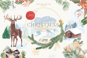 Christmas Watercolor Festive Clipart