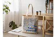 Canvas Tote Bag in Cozy Interior, a Product Mockup by MockupWizard (Thumbnail 2 of 3)