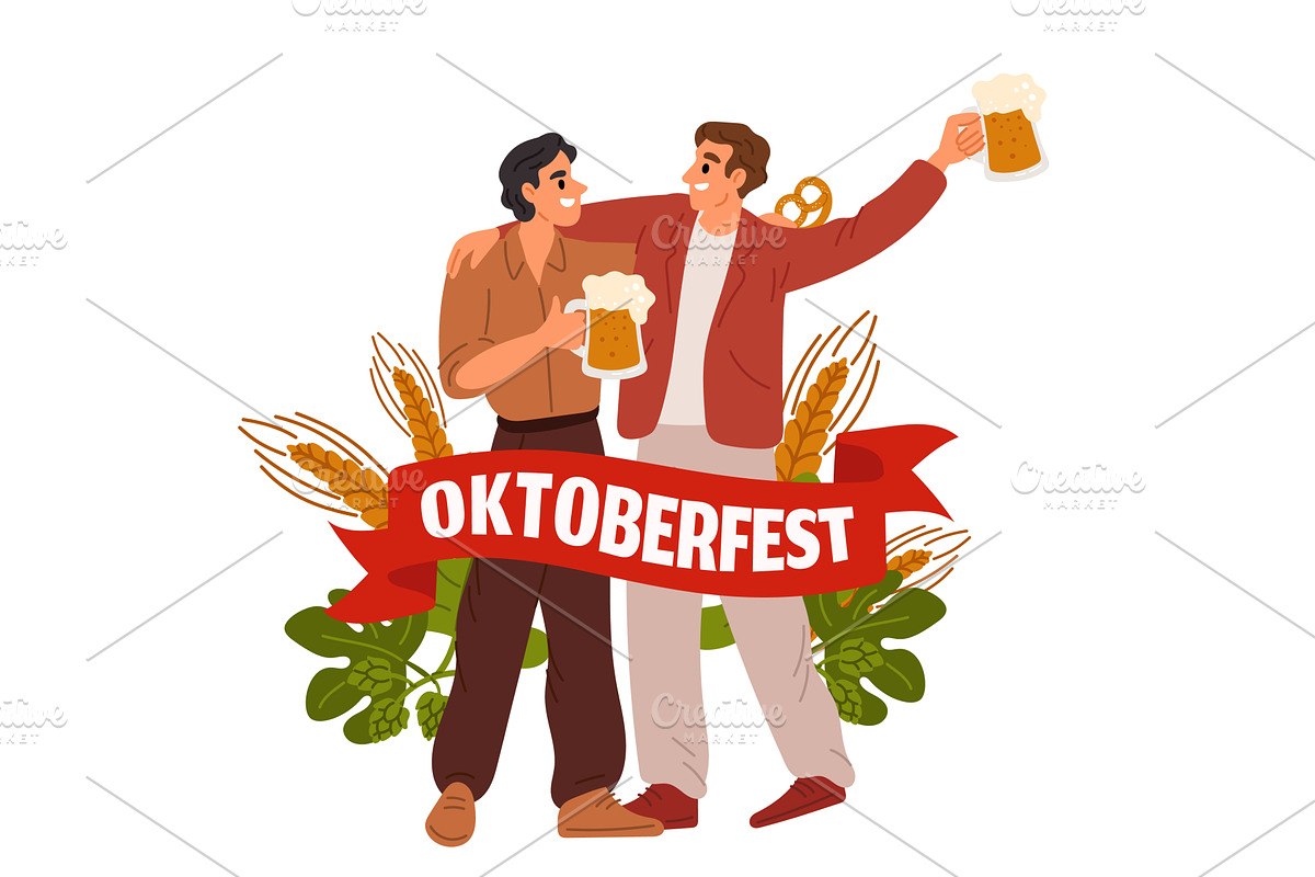 Oktoberfest and beer festival. Two, a Food Illustration by Vectorbuum