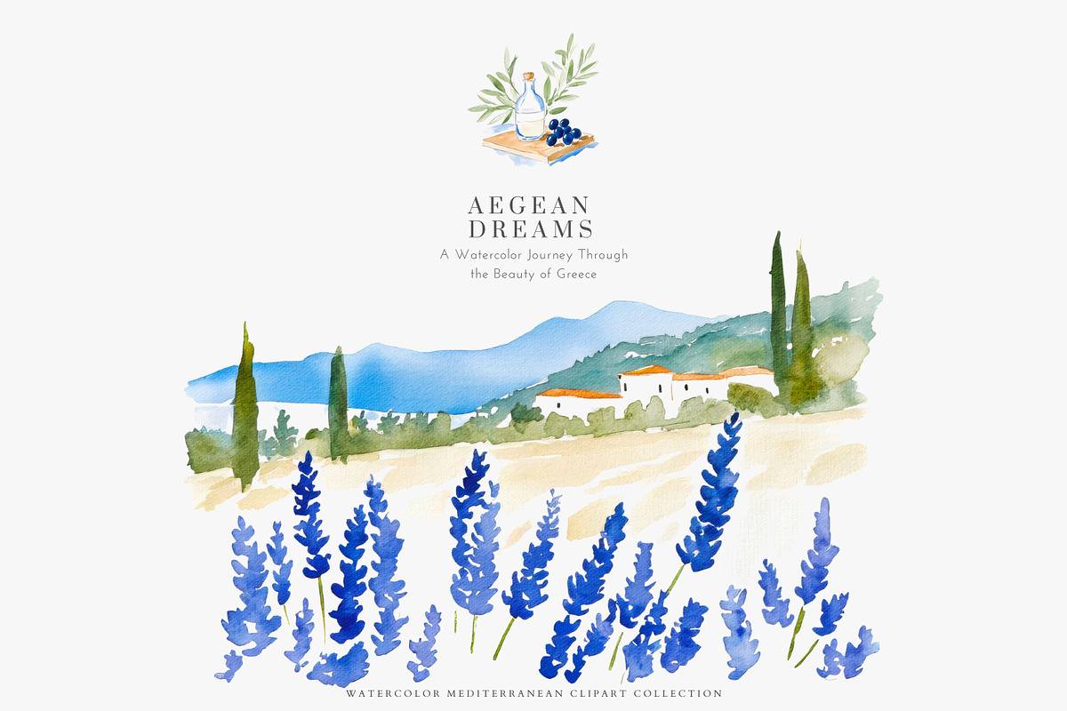 greek clipart mediterranean set, a Decorative Illustration by Patishop Art (Photo 4 of 10)