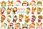 Christmas Peeking Animal Clipart PNG, an Animal Illustration by SugarCloudStudioArt (Thumbnail 1 of 5)