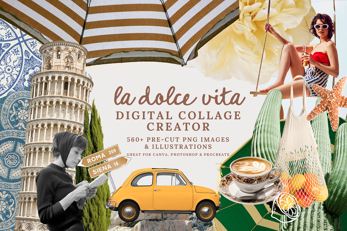 La Dolce Vita Collage Creator, an Object Graphic by Paper Flowers Studio (Photo 1 of 14)