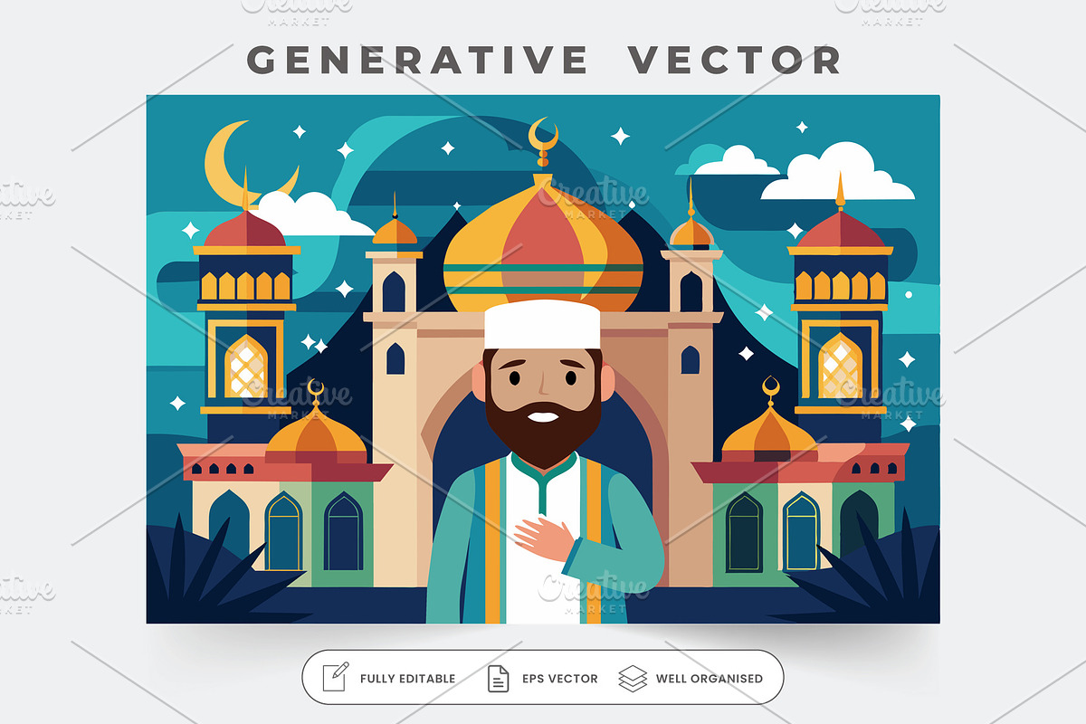 A man in traditional attire stands a, a Graphic by SouravDesign