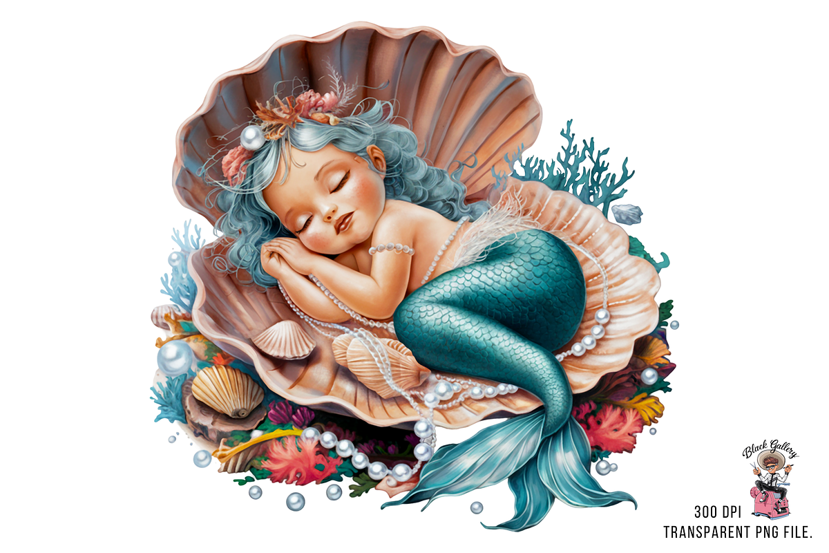 Mermaid PNG, Sea Shell PNG Bundle, a Graphic by Clipart Bloom (Photo 5 of 14)