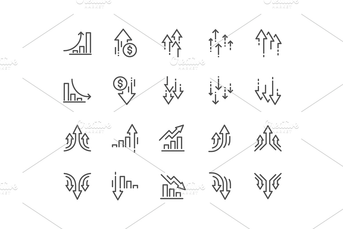 Line Increase and Decrease Icons, a Finance Illustration by Davooda