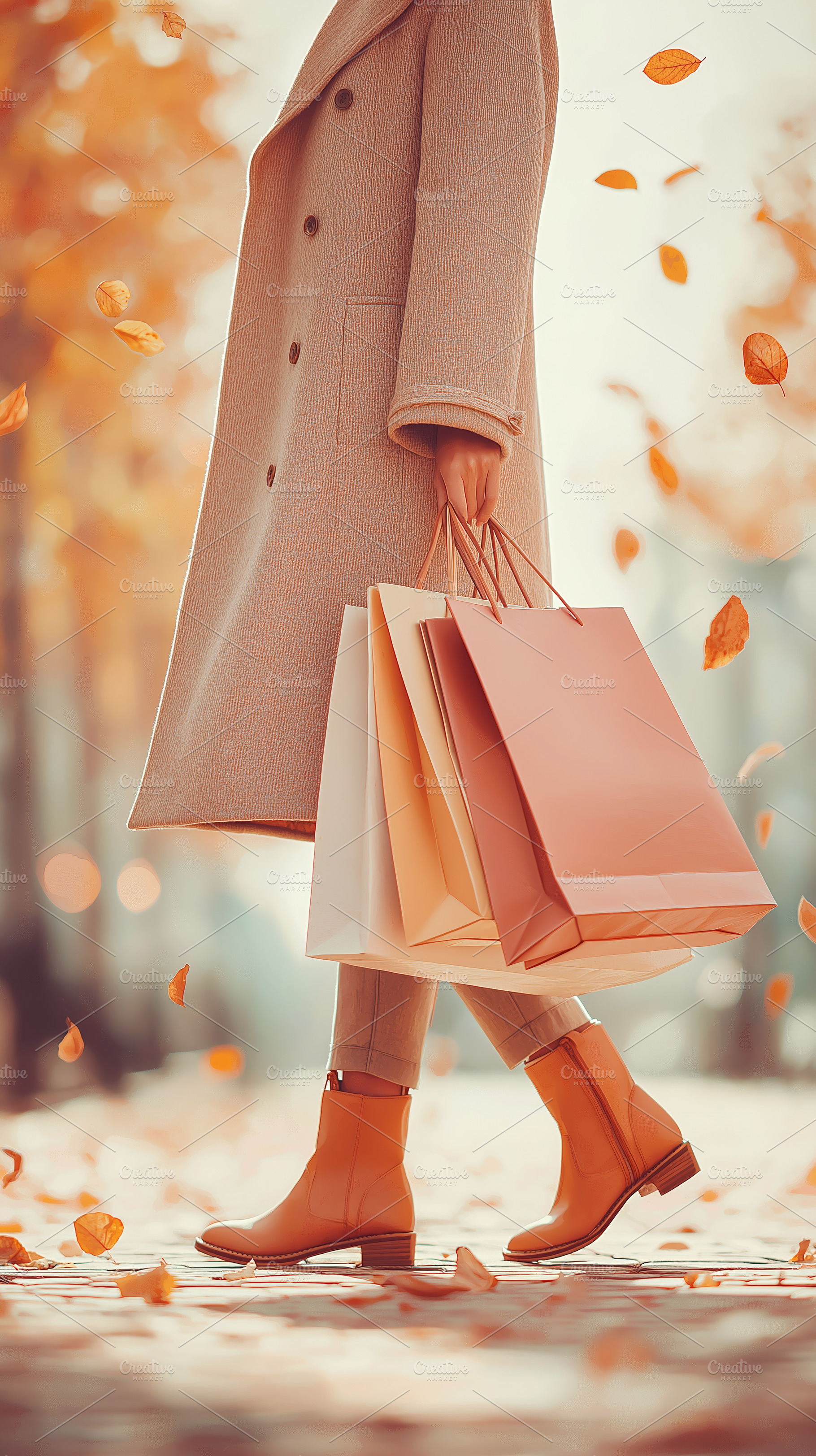 Elegant Autumn Shopping, a Person Photo by Ocean Digital Art