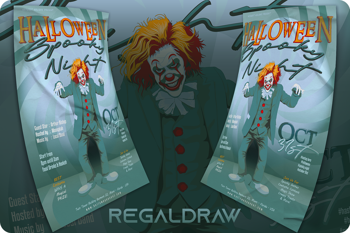 Clown show Halloween holiday session, a Seasonal Illustration by regalDRAW (Photo 2 of 3)