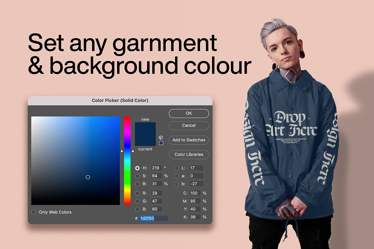 Coach Jacket Mockup – Modelled, a Hoody Mockup by Studio Innate (Photo 4 of 5)