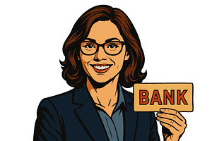 Female banker vector illustration, a Person Illustration by AlexArt