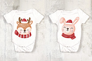 Watercolor Santa & Animals Clipart, an Animal Illustration by Noey smiley (Thumbnail 4 of 6)