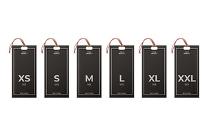 Realistic size tags. Black labels, an Object Illustration by Stock-Smart-Start