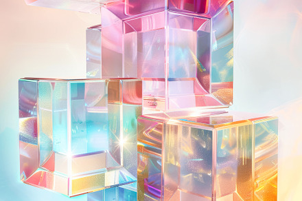 Abstract Holographic Cubes Backgroun, an Arts & Entertainment Photo by Ocean Digital Art