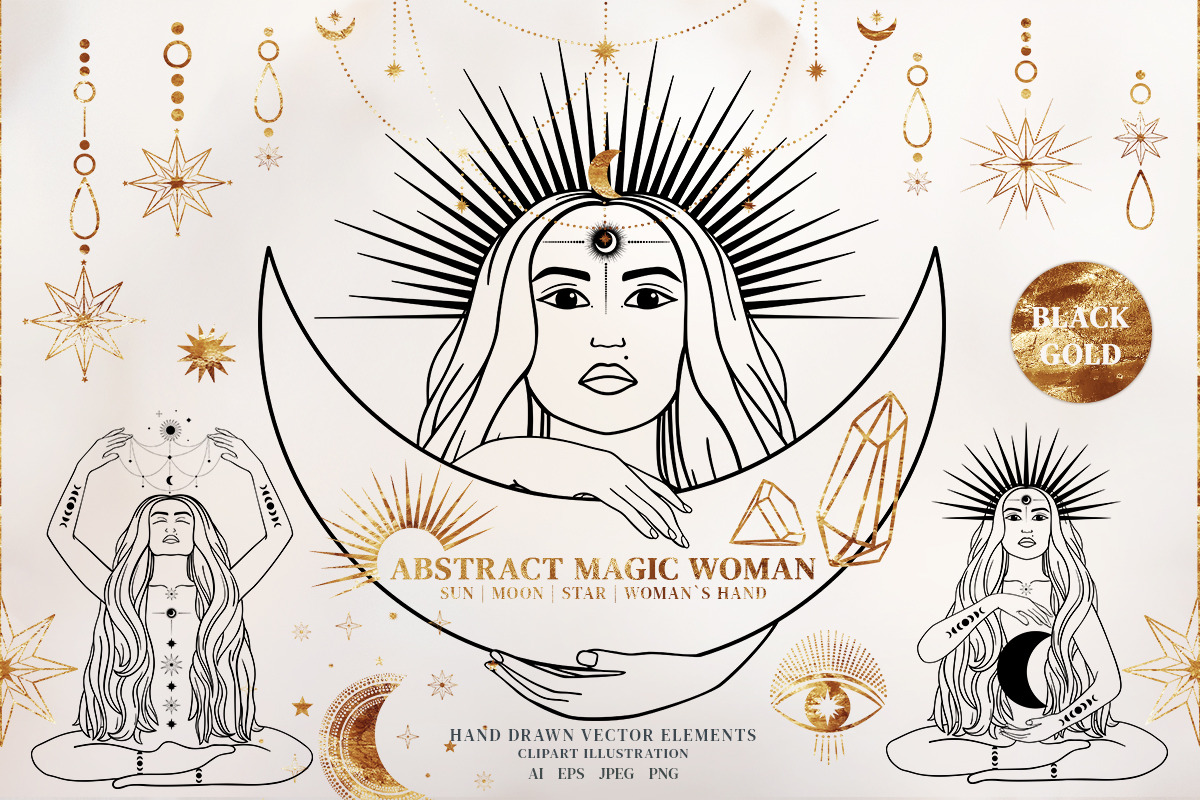Magic Celestial Bundle Flower Woman, a Decorative Illustration by Diana Kovach (Photo 9 of 26)