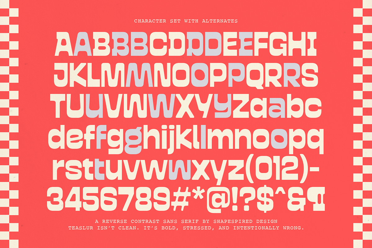 Teaslur - A Funky Modular Sans Serif, a Sans Serif Font by Shapespired Design (Photo 4 of 16)