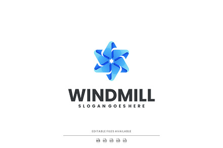 Gradient Blue Windmill Logo Design