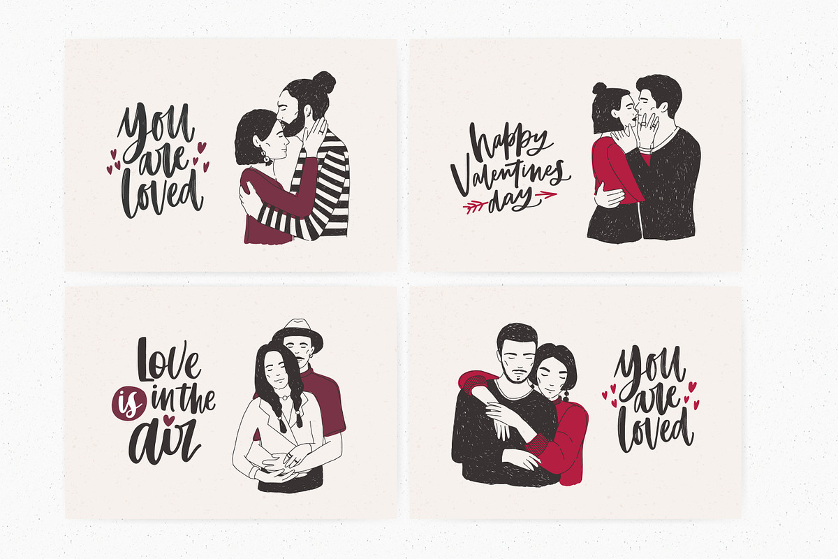 Love couples set + greeting cards, a Person Illustration by Good Studio (Photo 4 of 10)