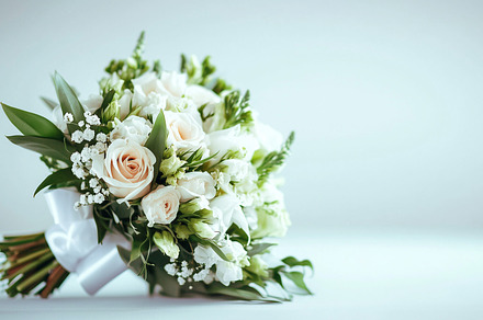 White wedding bouquet with roses, a Nature Photo by MistyDay