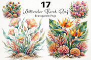 Watercolor Floral Reef PNG Clipart, a Seasonal Illustration by RobertsArt (Thumbnail 1 of 6)