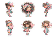 Whimsical Girls Png Cute Clipart, an Illustration by SinaCreation (Thumbnail 3 of 9)