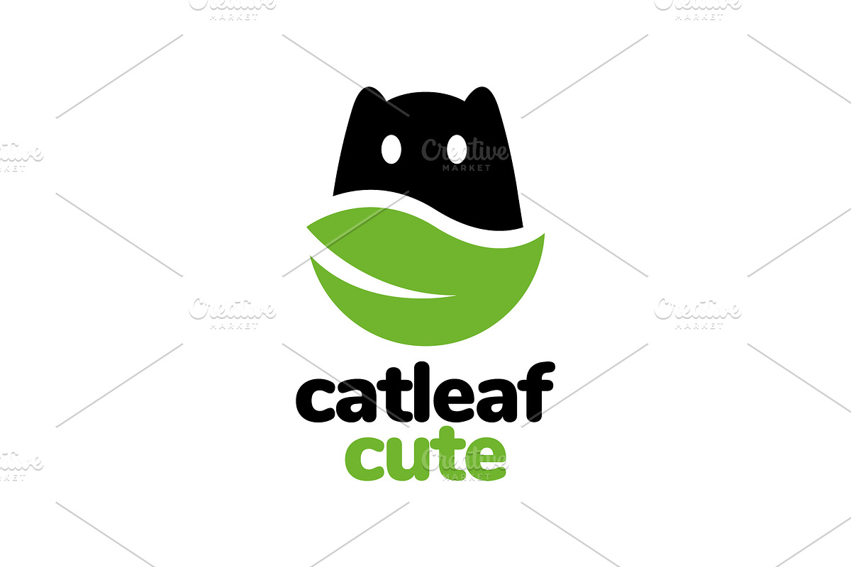 cat pets shape leaves simple logo, a Branding & Logo Template by devastd