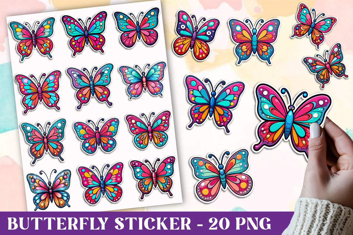 Butterfly Sticker Sublimation, an Illustration by Libby Wishes