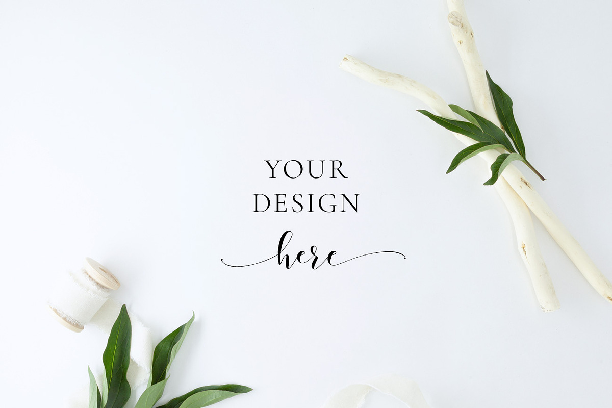 Peony leaves and 5x7 card Mockup, a Print Template by Alice Bluefox (Photo 3 of 9)