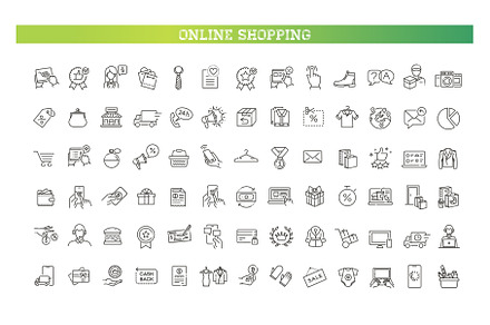 E-commerce, shopping icons, an Outline Icon by Tettygreen