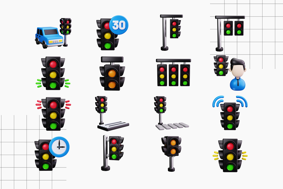 Traffic Light 3D Icons, a Light 3D Model by HacaStudio (Photo 3 of 3)