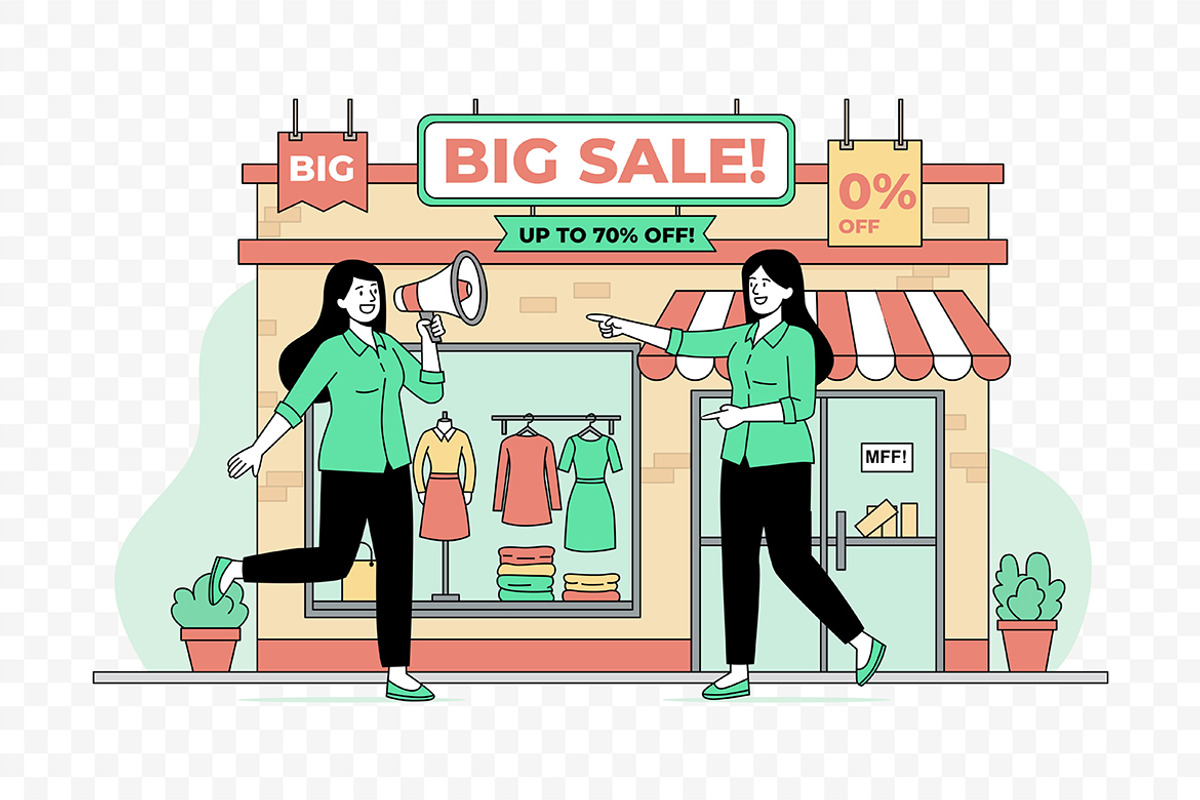 Woman Big Sale Store Illustration, a Person Illustration by Partikusi Design (Photo 3 of 3)