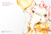 Nursery elephants Watercolor clipart, an Animal Illustration by UlitkaStudio (Thumbnail 6 of 7)
