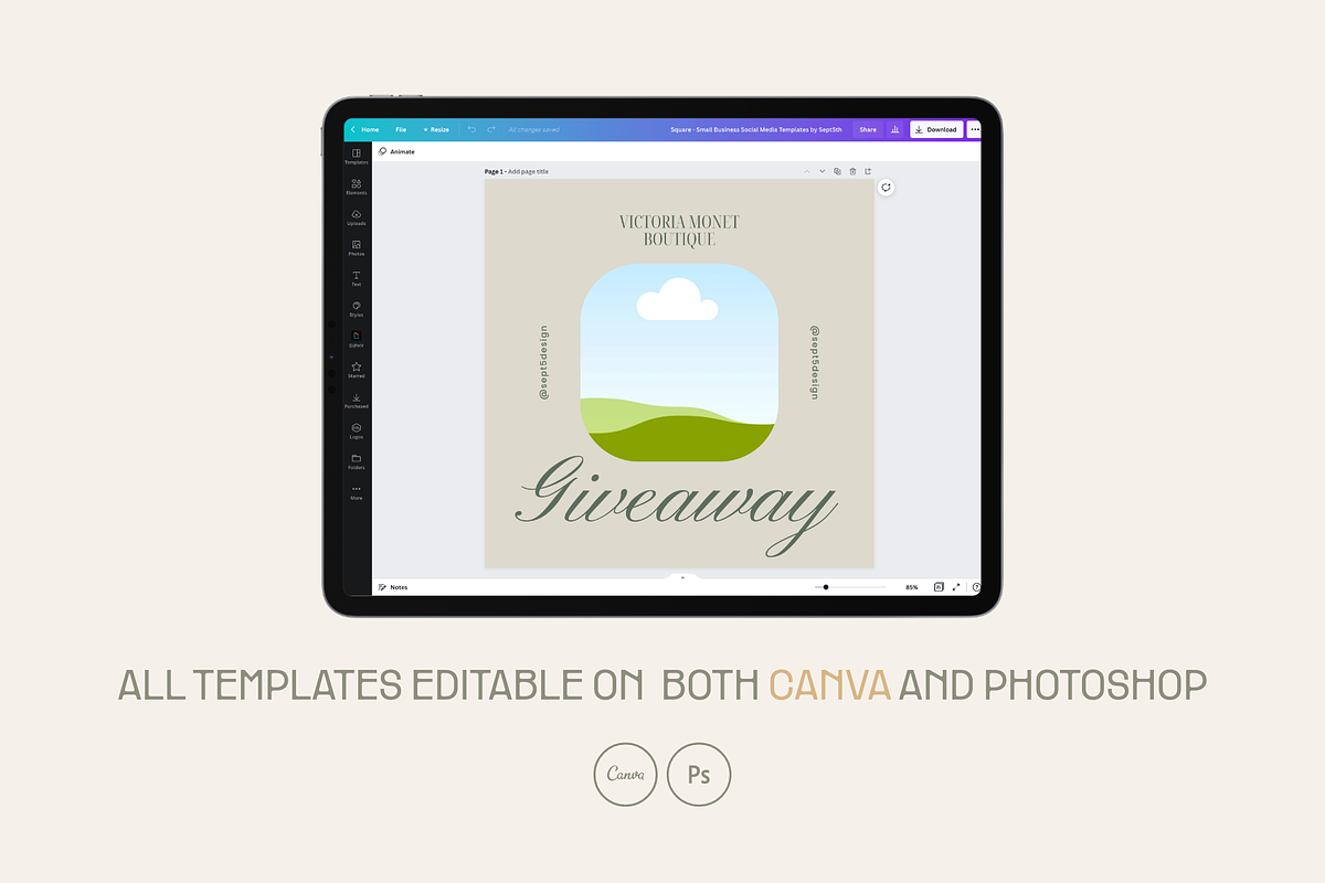 Small Business Social Media CANVA+PS, a Social Media Template by September 5th (Photo 3 of 24)
