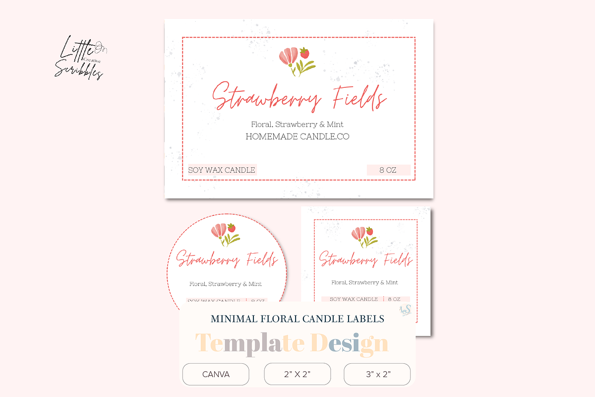 Floral Candle Label Template, a Stationery Template by Little Creative Scribbles (Photo 1 of 5)